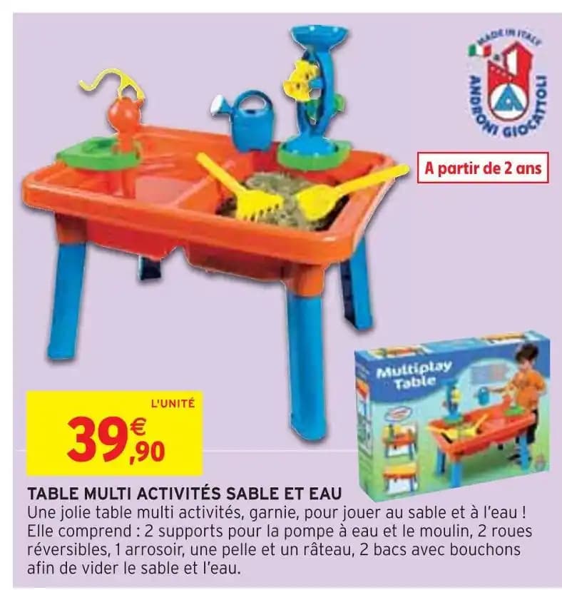 ANDRONI GIOCATTOLI TABLE MULTI ACTIVITÉS SABLE ET EAU