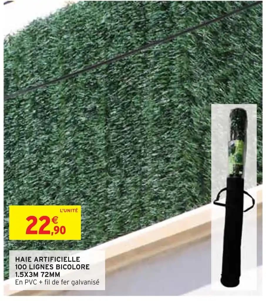HAIE ARTIFICIELLE 100 LIGNES BICOLORE 1.5X3M 72MM
