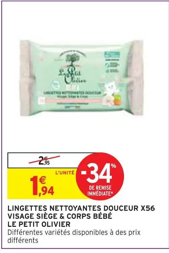 LE PETIT OLIVIER LINGETTES NETTOYANTES DOUCEUR X56 VISAGE SIÈGE & CORPS BÉBÉ