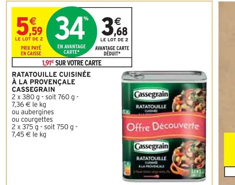 CASSEGRAIN RATATOUILLE CUISINÉE À LA PROVENÇALE