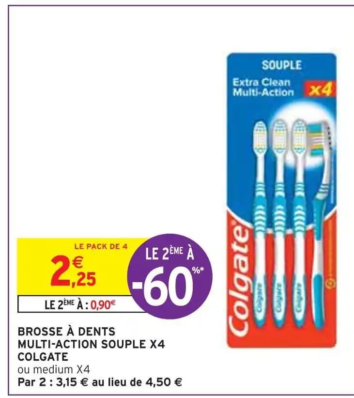COLGATE BROSSE À DENTS MULTI-ACTION SOUPLE X4