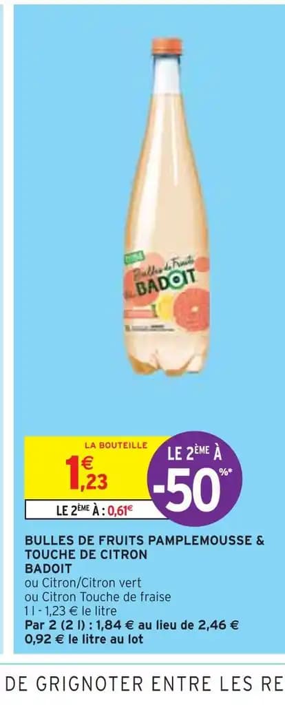 BADOIT BULLES DE FRUITS PAMPLEMOUSSE & TOUCHE DE CITRON