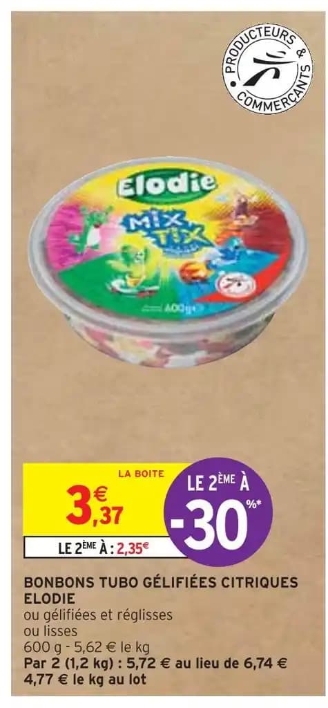 ELODIE BONBONS TUBO GÉLIFIÉES CITRIQUES