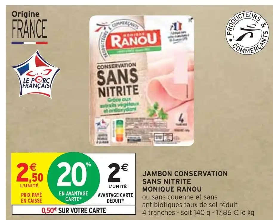 MONIQUE RANOU JAMBON CONSERVATION SANS NITRITE