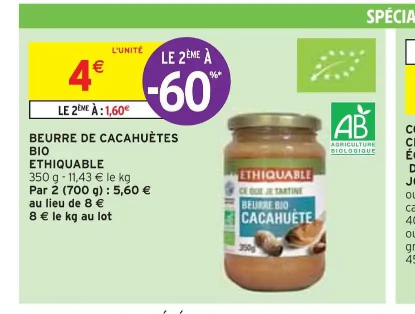 ETHIQUABLE BEURRE DE CACAHUÈTES BIO