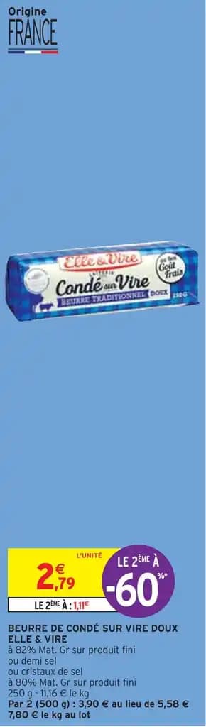 ELLE & VIRE BEURRE DE CONDÉ SUR VIRE DOUX