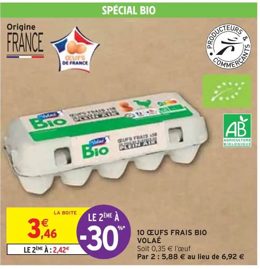 VOLAÉ 10 ŒUFS FRAIS BIO