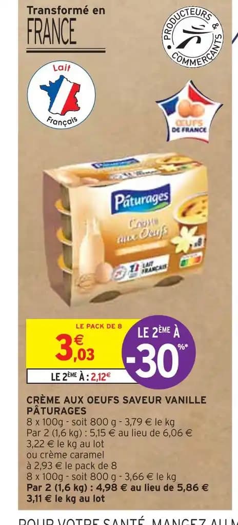 PÂTURAGES CRÈME AUX OEUFS SAVEUR VANILLE