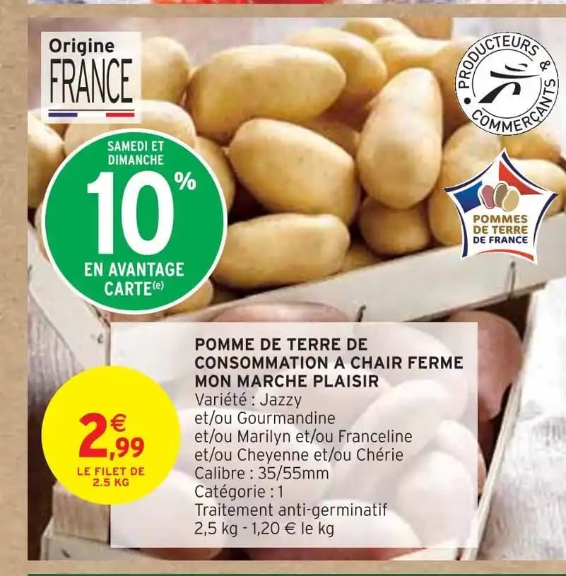 MON MARCHE PLAISIR POMME DE TERRE DE CONSOMMATION A CHAIR FERME