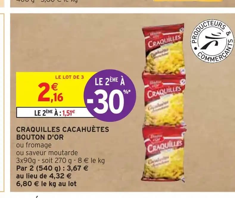 BOUTON D'OR CRAQUILLES CACAHUÈTES
