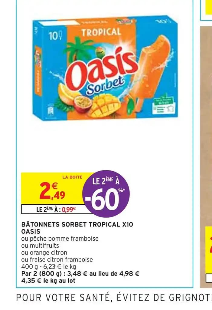 OASIS BÂTONNETS SORBET TROPICAL X10