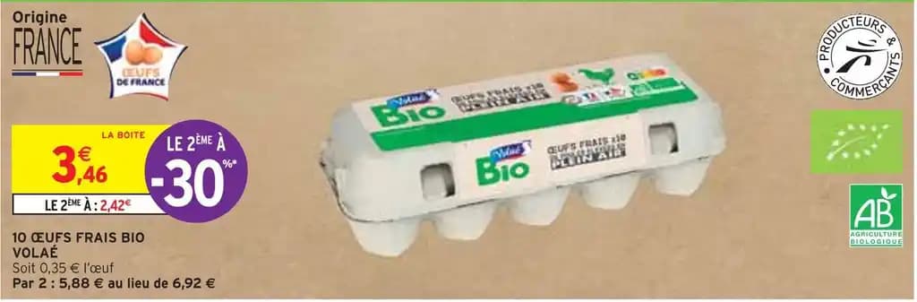 VOLAÉ 10 ŒUFS FRAIS BIO