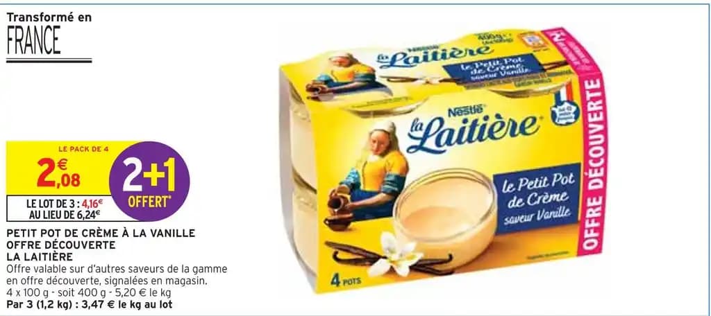LA LAITIÈRE PETIT POT DE CRÈME À LA VANILLE OFFRE DÉCOUVERTE