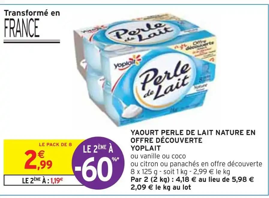 YOPLAIT YAOURT PERLE DE LAIT NATURE EN OFFRE DÉCOUVERTE