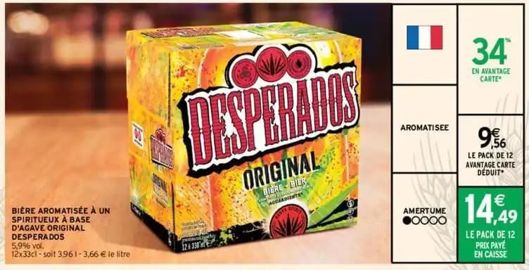 Desperados - bière aromatisée à un spiritueux à base d'agave original