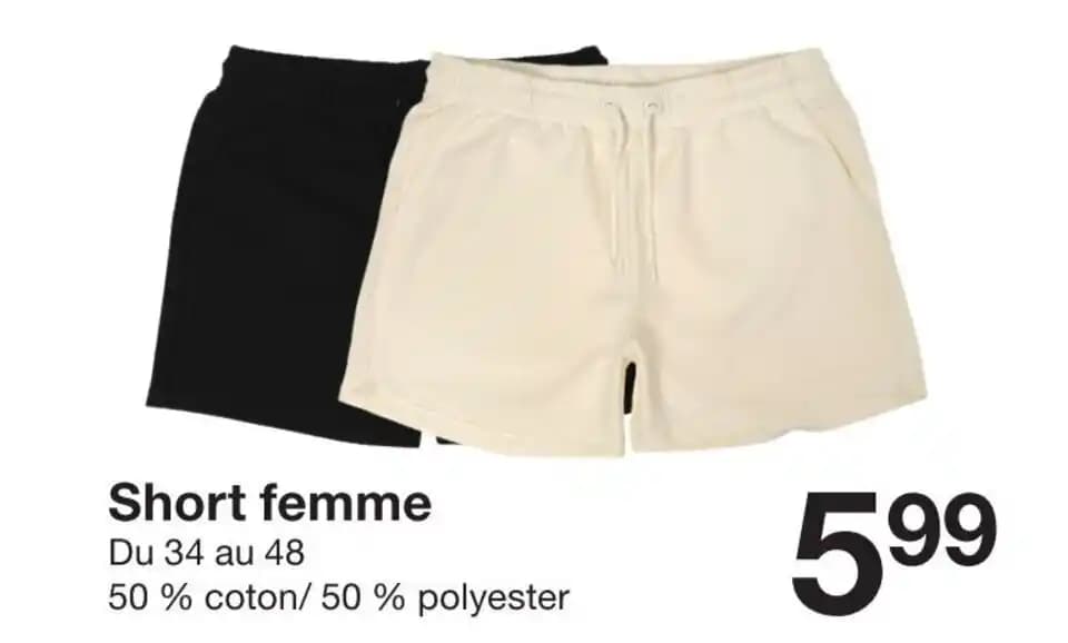 Short femme Du 34 au 48 50% coton/50% polyester