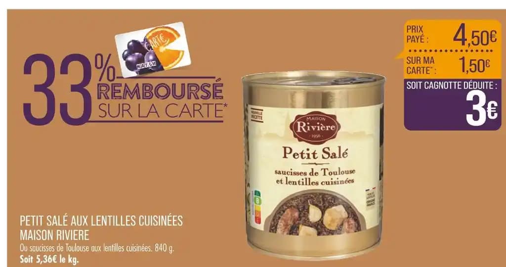 MAISON RIVIERE PETIT SALÉ AUX LENTILLES CUISINÉES