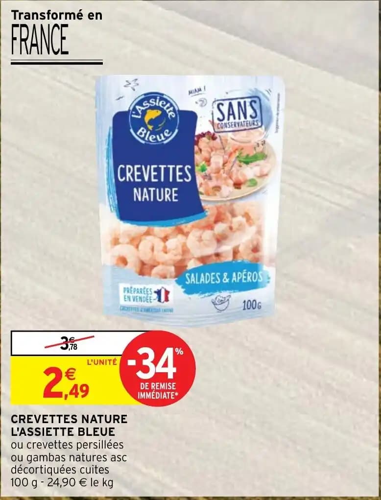 CREVETTES NATURE L'ASSIETTE BLEUE
