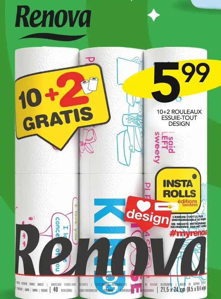 RENOVA 10+2 ROULEAUX ESSUIE-TOUT DESIGN