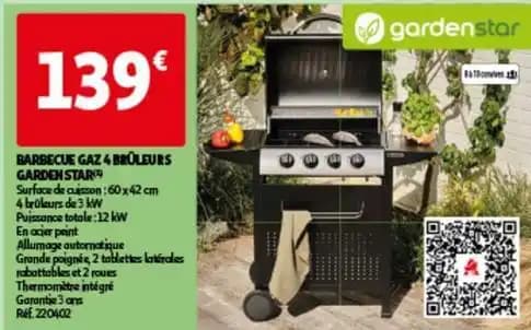 Gardenstar - barbecue gaz 4 brûleurs