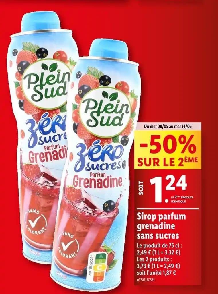Plein sud Sirop parfum grenadine