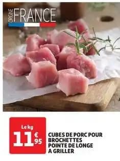 Cubes de porc pour 95 brochettes pointe de longe a griller
