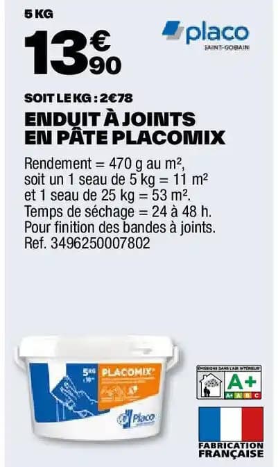 ENDUIT À JOINTS EN PÂTE PLACOMIX