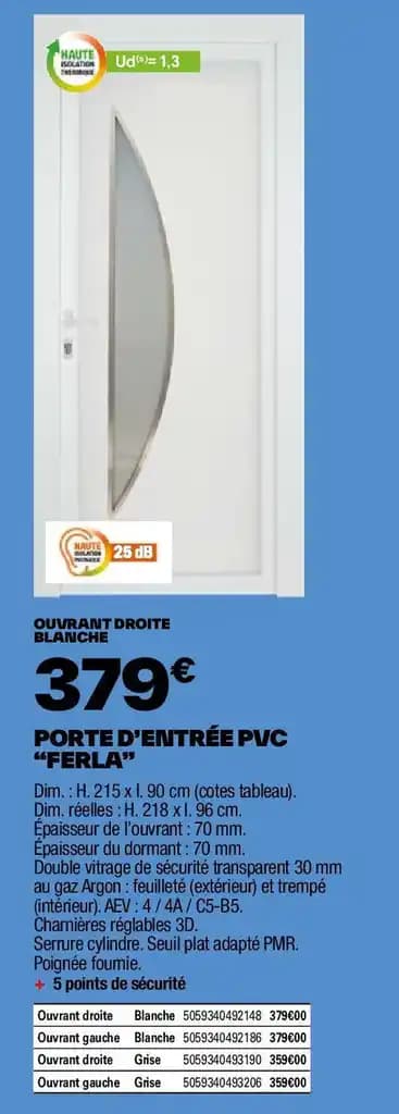 PORTE D'ENTRÉE PVC "FERLA"
