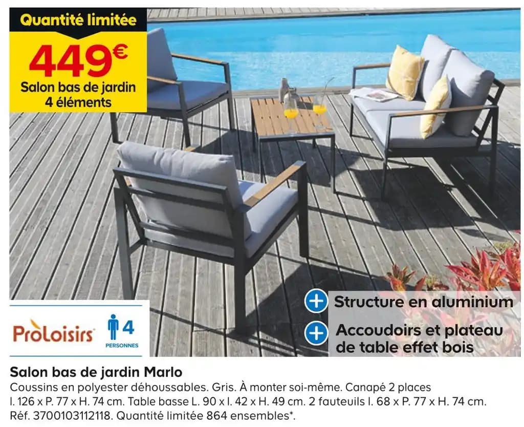 Salon bas de jardin Marlo