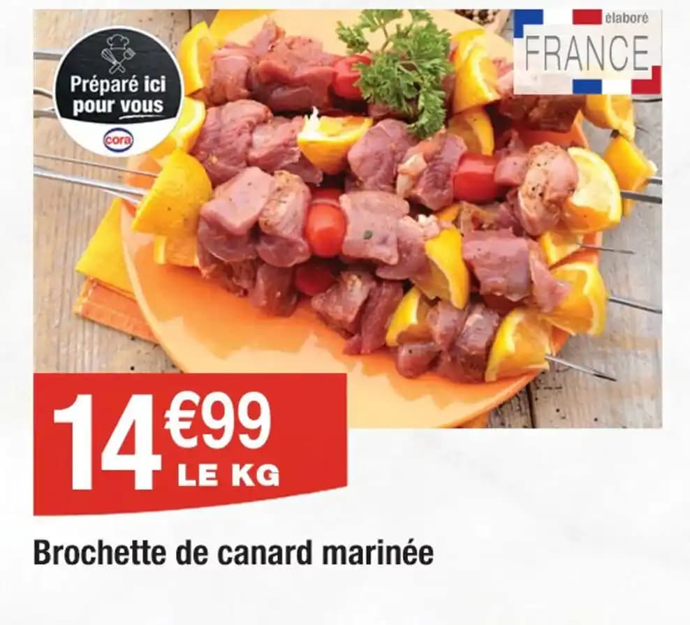 Brochette de canard marinée