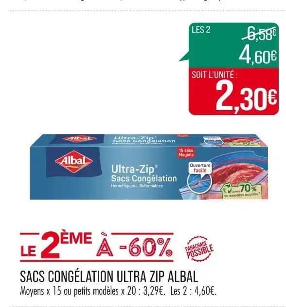 ALBAL SACS CONGÉLATION ULTRA ZIP