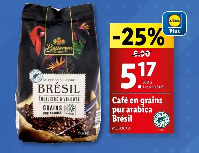 Café en grains pur arabica Brésil