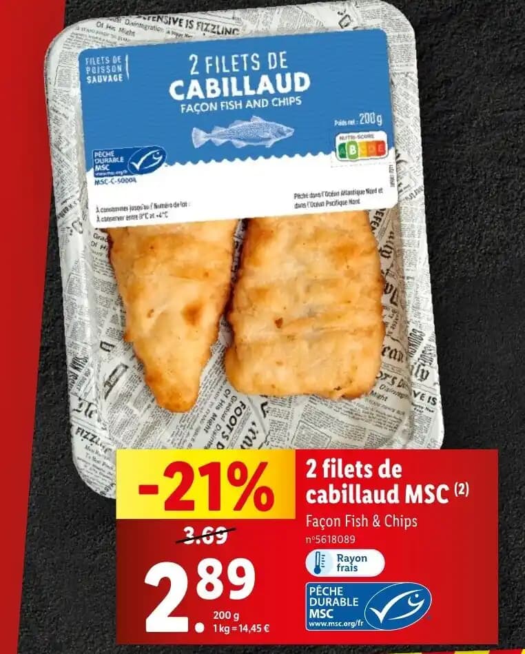 2 filets de cabillaud MSC