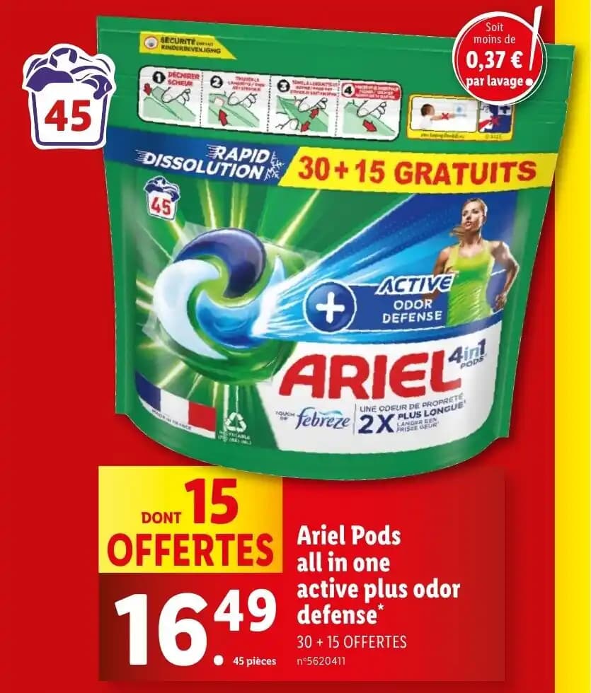 Ariel Pods all in one active plus odor defense