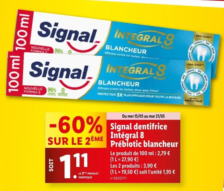 Signal dentifrice Integral 8 Prébiotic blancheur