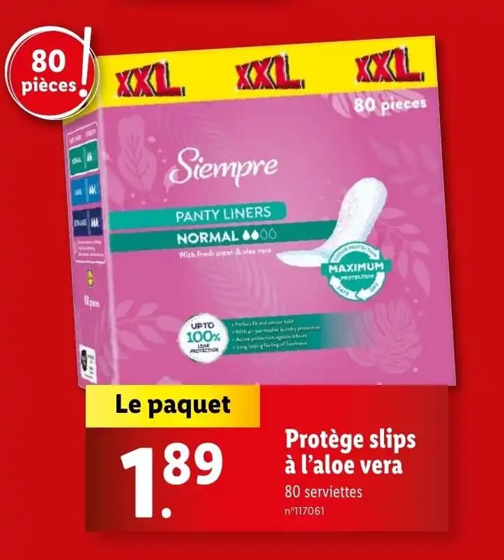 Protège slips à l'aloe vera