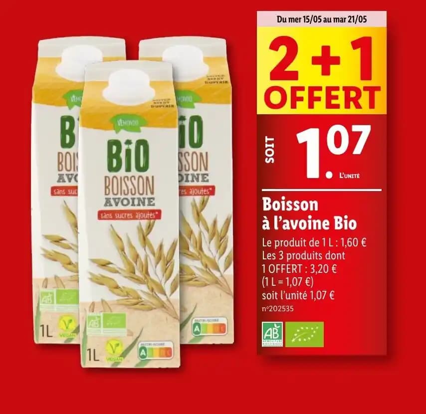 Boisson à l'avoine Bio