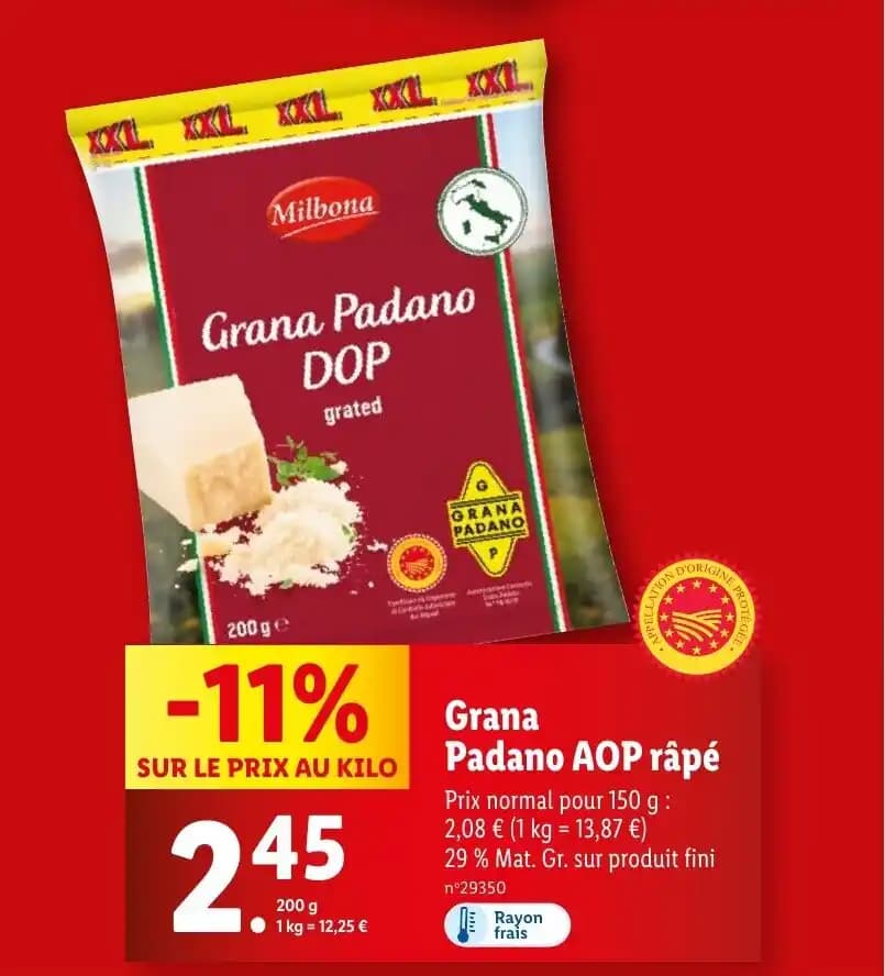 Grana Padano AOP râpé
