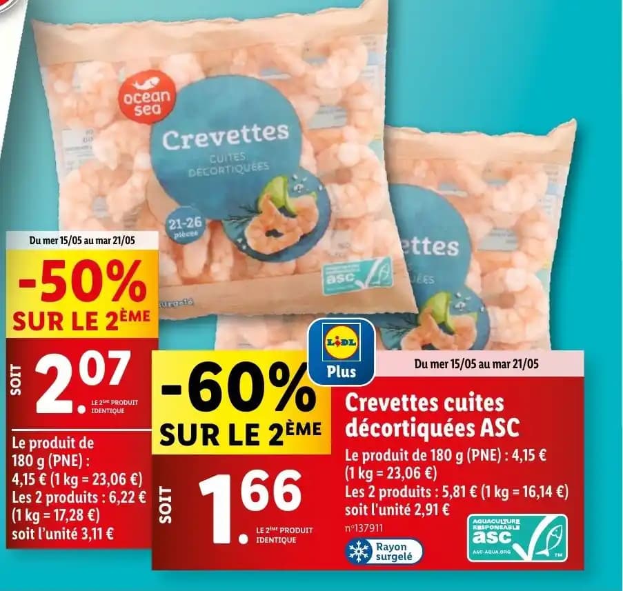 Crevettes cuites décortiquées ASC