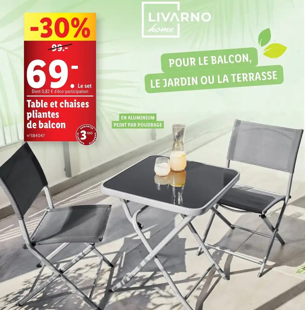 Table et chaises pliantes de balcon