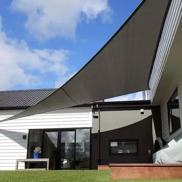 Voile d'ombrage 3 x 3 x 4,24 m imperméable 220g/m² Haute densité - Tissu déperlant - Gris ardoise