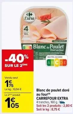 Carrefour - blanc de poulet doré au four extra
