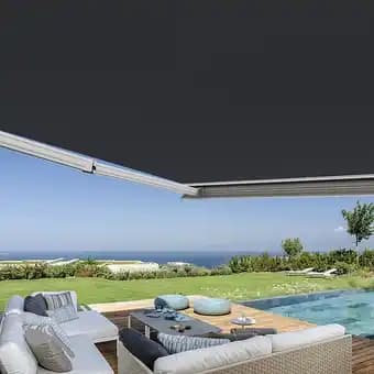 Store banne coffre intégral 3 x 2,5 m motorisé et manuel extérieur pour terrasse - Gris anthracite