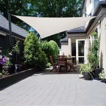 Voile d'ombrage 5 x 5 m imperméable 220g/m² Haute densité - Tissu déperlant - Beige crème