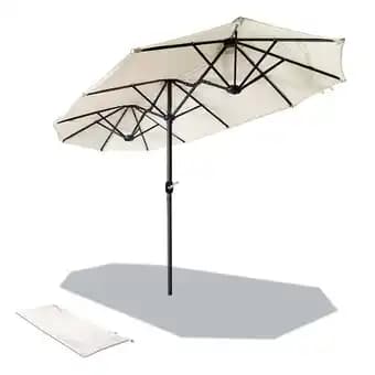 VOUNOT Parasol Jardin Double Aluminium 150 x 300 cm beige