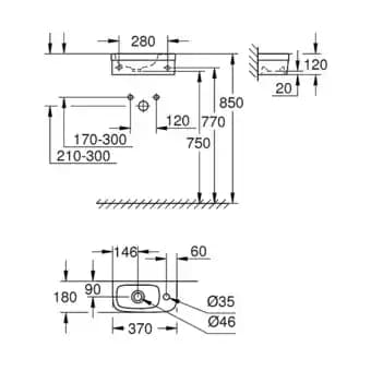 Grohe Euro Ceramic Lave-mains 370 x 180 mm (39327000)