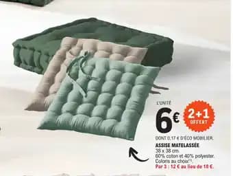 ASSISE MATELASSÉE 38 x 38 cm.