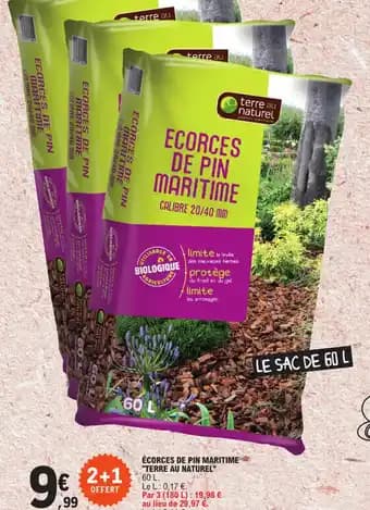 ÉCORCES DE PIN MARITIME "TERRE AU NATUREL" 60 L