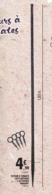 TUTEUR À TOMATE EN PLASTIQUE +4 ATTACHES