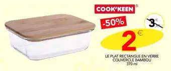 COOK'KEEN LE PLAT RECTANGLE EN VERRE COUVERCLE BAMBOU